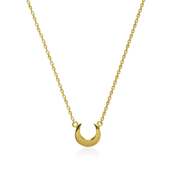 Moon crescent gold plated on sterling silver necklace handmade by Fomo bali