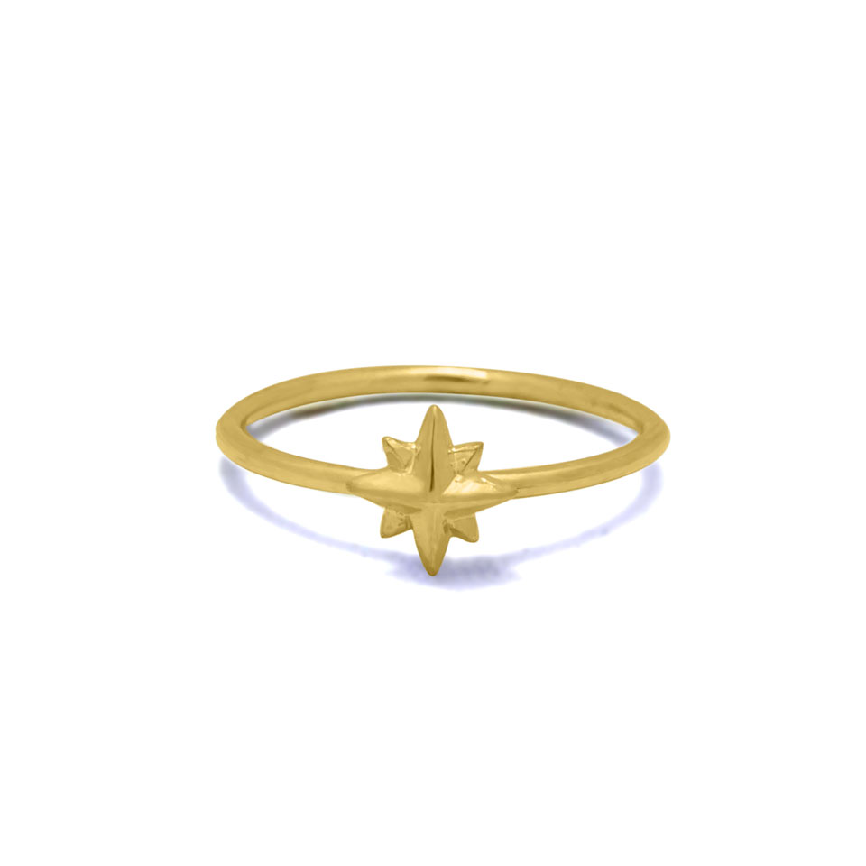 Star gold plated on sterling silver ring handmade by Fomo bali
